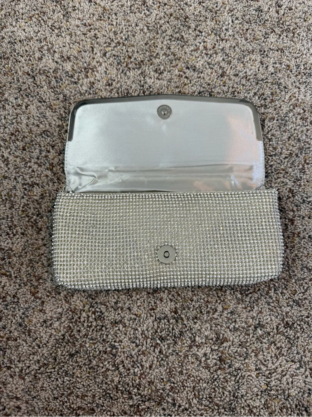 Flap Clutch Crossbody Purse Sparkly Silver